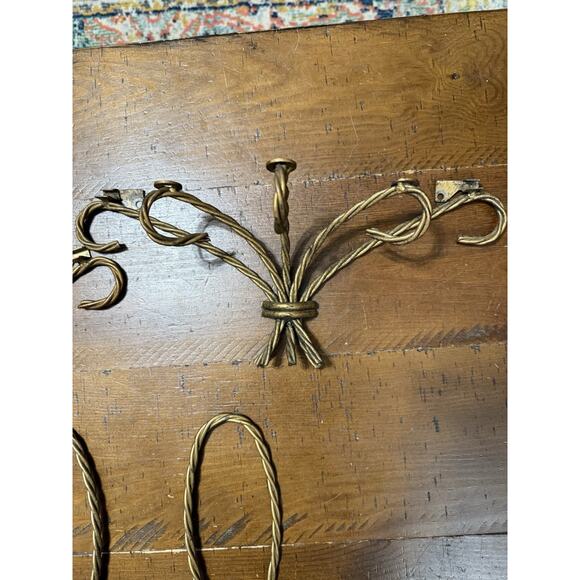 Homco Home Interiors Gold Twisted Metal Rope 2 Candle Wall Sconce & Shelves Vtg - Picture 3 of 16